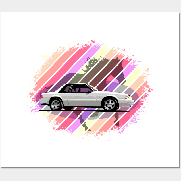 White 88 Ford Fox Body Mustang Wall Art by ZoeysGarage